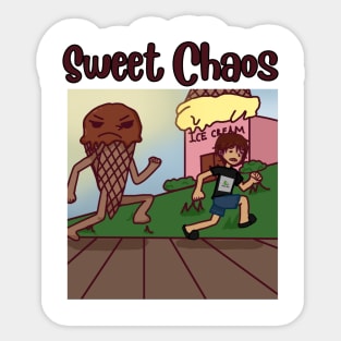 Sweet Chaos-Crazy cone art for Ice Cream Lovers Sticker